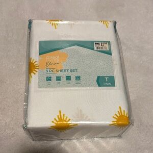 Blossom 3-Piece Twin Sheet Set - White and Yellow